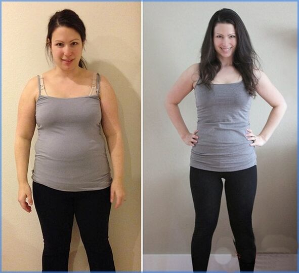 The girl before and after following an effective smoothie diet