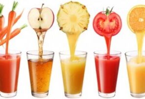 Fruit and vegetable juices for a drinking diet